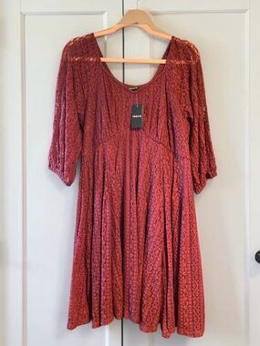 NWT Torrid Burgundy Lace Fit & Flare Dress Size 1X 14/16 Romantic Lace Midi